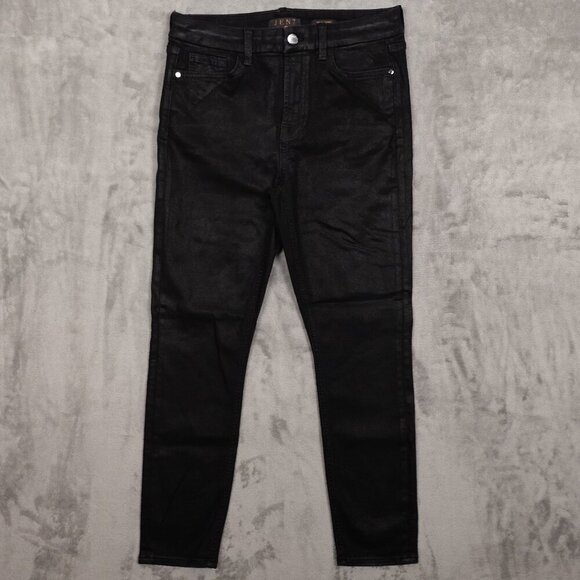 jen7 jeans ankle skinny high rise women's 8 black wax coated - Picture 1 of 13